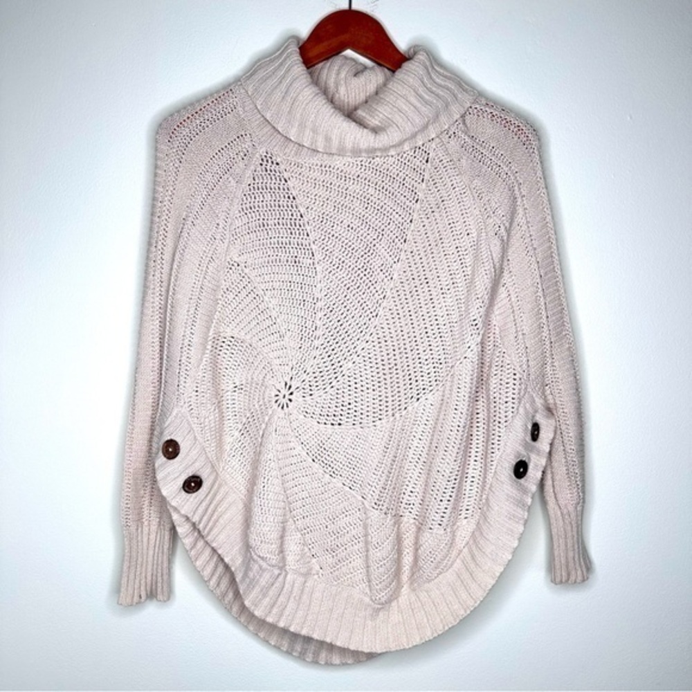 Angel Of The North Anthropologie Beige Cream Knit Turtleneck Sweater Size XS